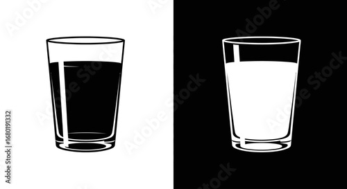 An outline style of a glass of liquid, a modern and clean icon for a bar, restaurant menu, or beverage brand.