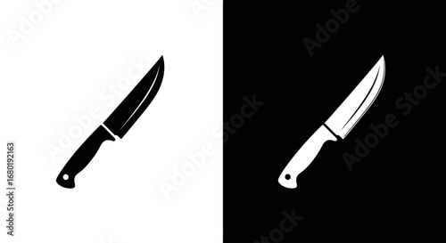 An outline style kitchen knife, a modern and clean icon for a cooking school, a culinary website, or a restaurant brand.