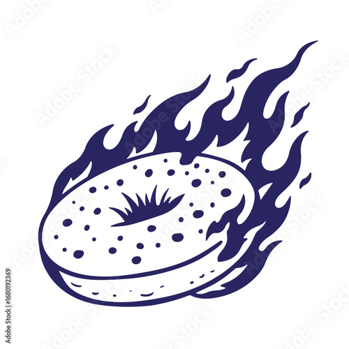 Fiery doughnut vector illustration delicious dessert concept for food lovers and graphic designers