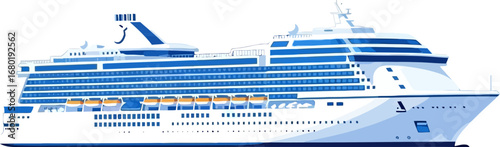 Large Blue and White Cruise Ship Illustration