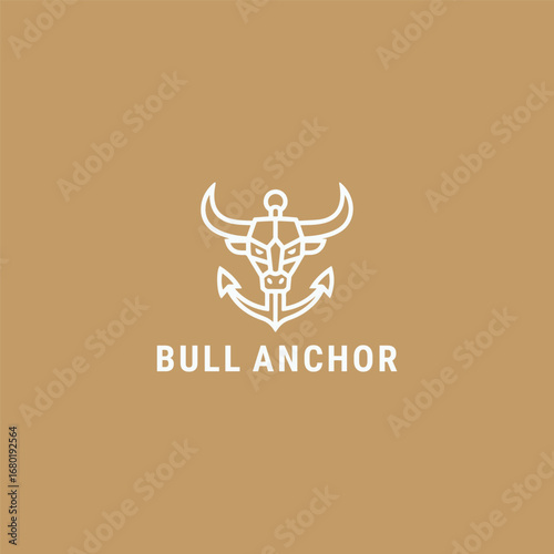 Bull anchor logo icon design template vector illustration