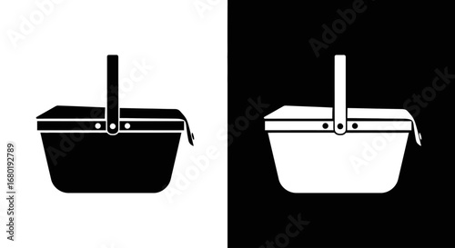 An outline style of a picnic basket, a modern and clean icon for a park, a recreational area, or a summer event.