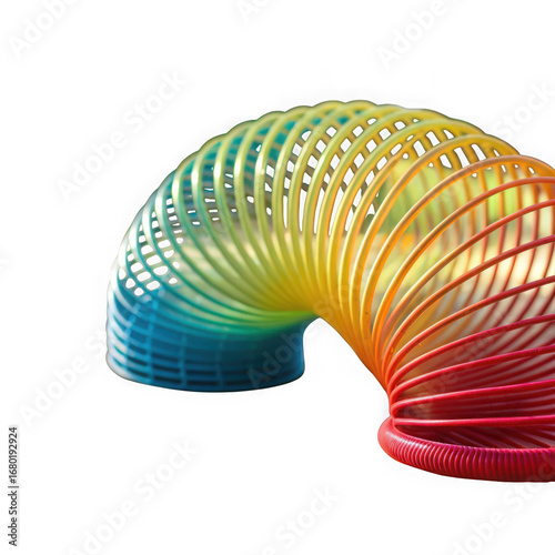 Colorful slinky toy isolated on transparent background transparent background