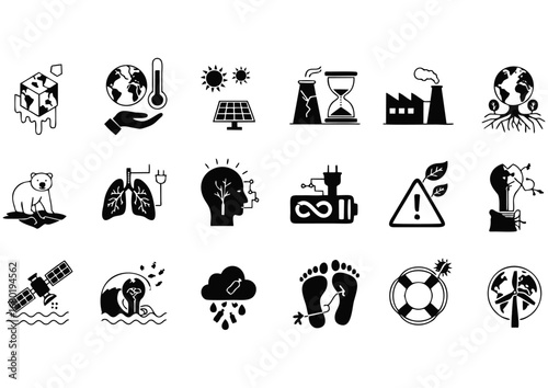 icon set climate change awareness