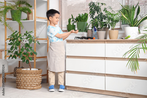 Cute little Asian boy with ...