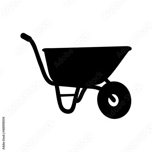 Silhouette of a wheelbarrow representing gardening, construction, or yard work