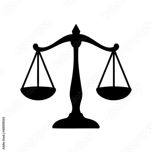 Symbolic Scale of Justice Representing Fairness and Legal Equilibrium in Silhouette