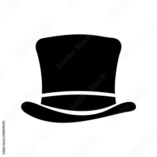 Sleek Black Top Hat Icon Symbolizing Elegance and Classic Style on White Background
