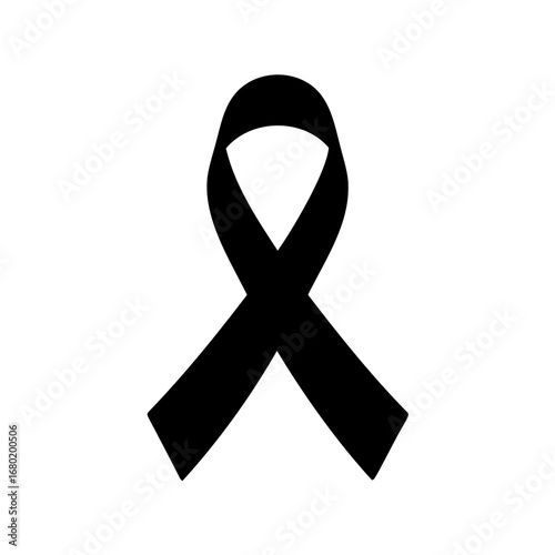 Iconic black ribbon, a symbol of mourning, remembrance, and awareness campaigns