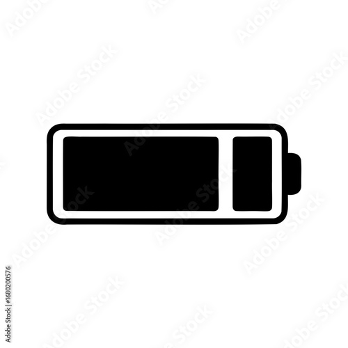 Depleted Black Battery Illustration Indicating Low Power and Empty Energy Level