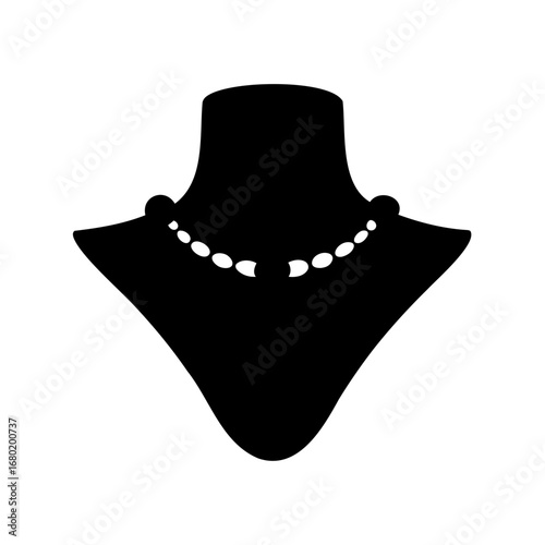Elegant black jewelry stand displays a beautiful pearl necklace vector illustration