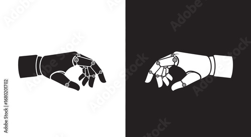 A human hand and a robotic hand connecting, symbolizing the future of AI, human-robot collaboration, and advanced technology.