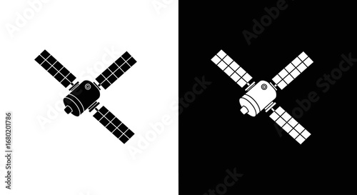 An outline style of a satellite, a modern and clean icon for telecommunication companies, GPS services, and global network solutions.