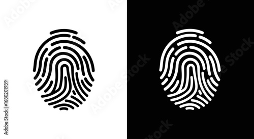 An outline style of a fingerprint, a modern and clean icon for security apps, biometric authentication, and digital privacy.