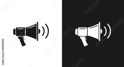 An outline style megaphone, a modern and clean icon for marketing campaigns, public relations, and social media announcements.