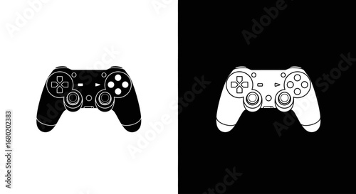 An outline style of a video game controller, a modern and clean icon for a gaming blog, an esports team, or a game developer.