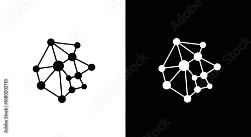 An outline style of a neural network, a modern and clean icon for data science, artificial intelligence, and technology branding.