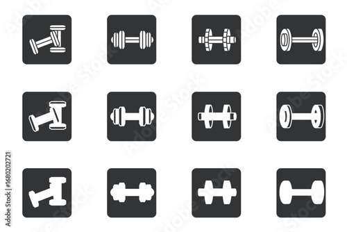 Barbels. illustration or icon of a barbels in a box. Stock illustration icon vector.
