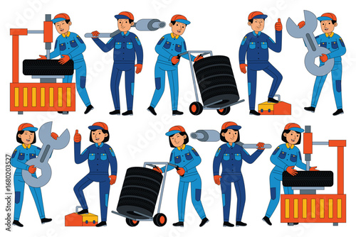 Car Mechanic Profession Flat Illustration