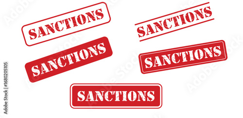Red SANCTIONS Stamp Vector Set – Grunge Rubber Stamp Designs for Political and Economic Topics
