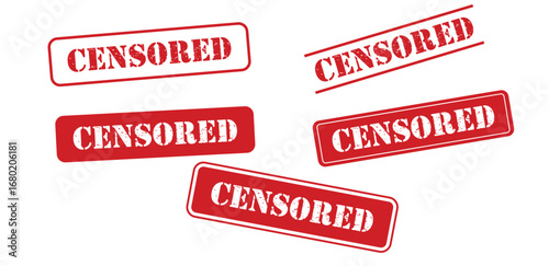 CENSORED Stamp Vector Set – Red Grunge Rubber Labels for Content Warning and Media Use