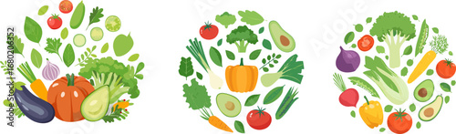 Fresh Organic Vegetables and Fruits Collection.
