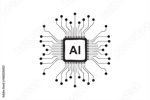 AI Technology Concept with Modern Digital Microprocessor Design