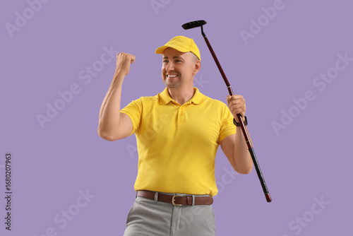 Happy mature male golf play...