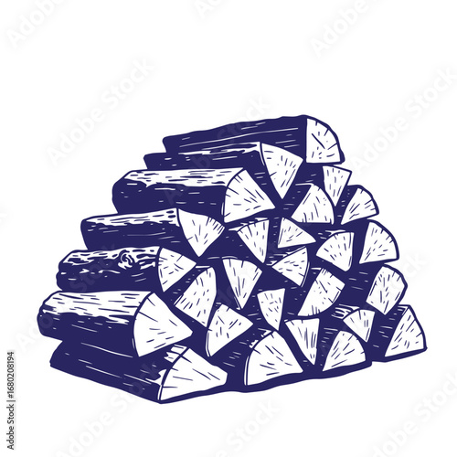 A vector illustration of a neatly stacked pile of firewood ready for use