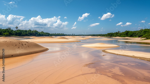 Beautiful shot of sandbanks on a silted riverbed in Brazil