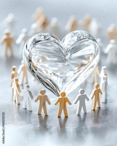 Authentic leadership in corporate culture Community unity around love and support symbol. Team trust and workplace integrity Inspirational leadership moments in business