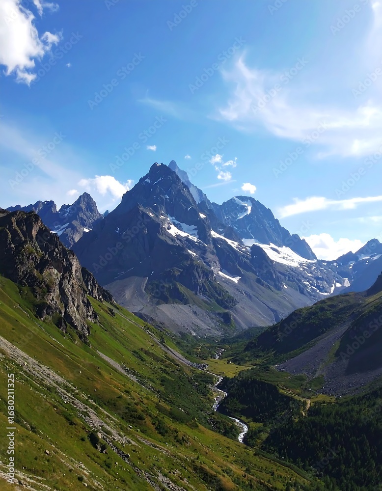 Naklejka premium Mountain Valley Scenic View (7)