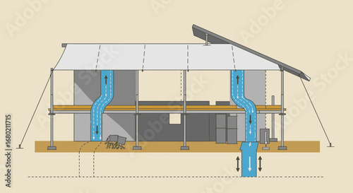 Cross-Sectional Diagram of a Buildings Ventilation System.