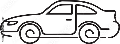 Sleek Car Outline Graphic for Automotive Design and Modern Transportation Concepts Featuring a Coupe Silhouette