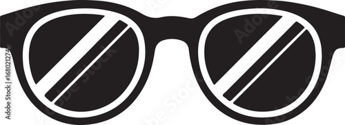 Stylish Sunglasses Icon in Black and White Minimalist Design for Fashion and Summer Essentials Illustration