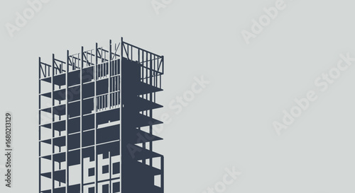 Abstract Silhouette of a Building Under Construction.