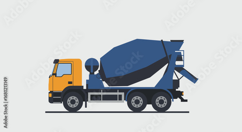 Vector Illustration of a Concrete Mixer Truck.