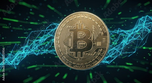 Bitcoin digital currency investment concept, cryptocurrency trading and financial market growth