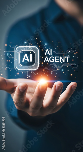 Wallpaper Mural Person holding AI Agent concept in hand artificial intelligence Torontodigital.ca