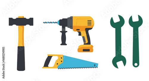 Collection of Various Hand Tools for Construction and Repair.