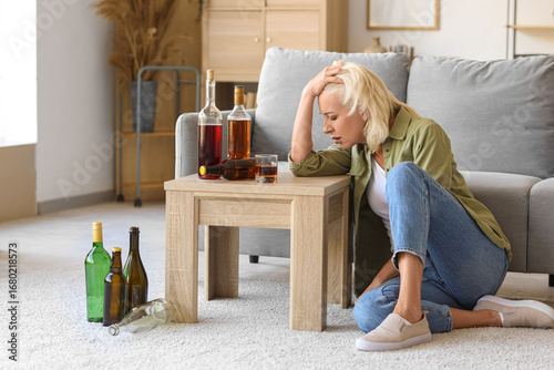 Drunk mature woman at home....