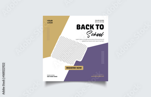 Back to School Modern Flyer Template for Social Media and Marketing with Space for Logo and Image Promotion Design