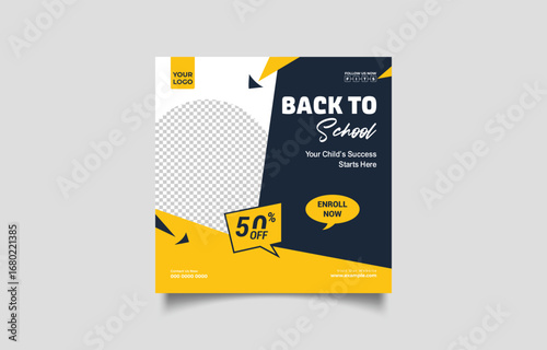 Back to School Promotion with Discount Offer Engaging Design for Social Media and Advertising Campaigns Ready to Customize with Your Logo and Information