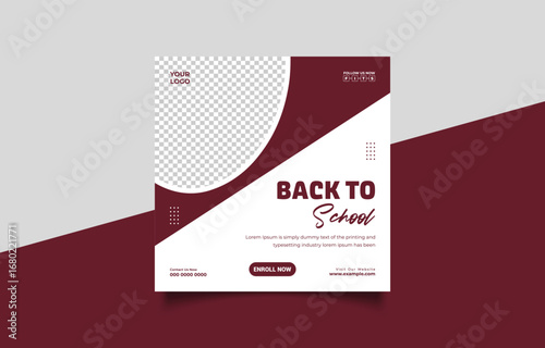 Back to School Social Media Template Design for Education Promotion and Advertisement Ready to Use with Logo and Information Sections