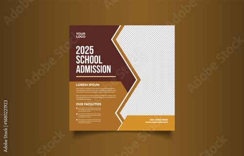 Elegant School Admission Flyer Template for 2025 with Modern Design and Brown Color Palette Promoting Education and Opportunities