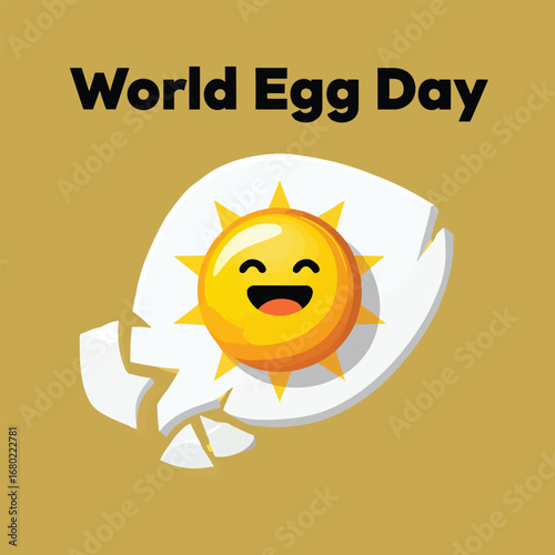 Happy sun yolk in cracked eggshell happy face