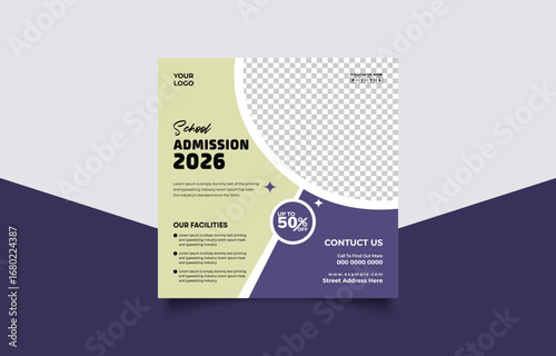 School Admission 2026 Template with Modern Design and Call to Action for Marketing Campaign
