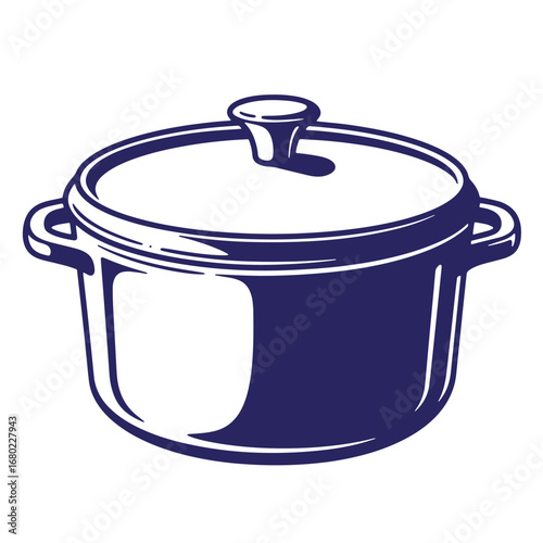 Simple vector illustration of a covered cooking pot ideal for culinary designs