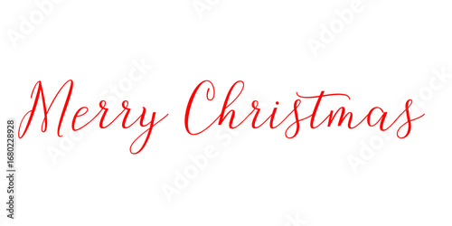 Merry Christmas text, handwritten calligraphy for holiday card, poster, and banner isolated on white background