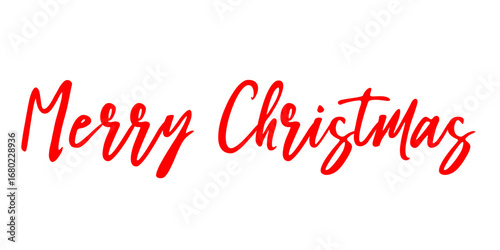 Merry Christmas text, handwritten calligraphy for holiday card, poster, and banner isolated on white background